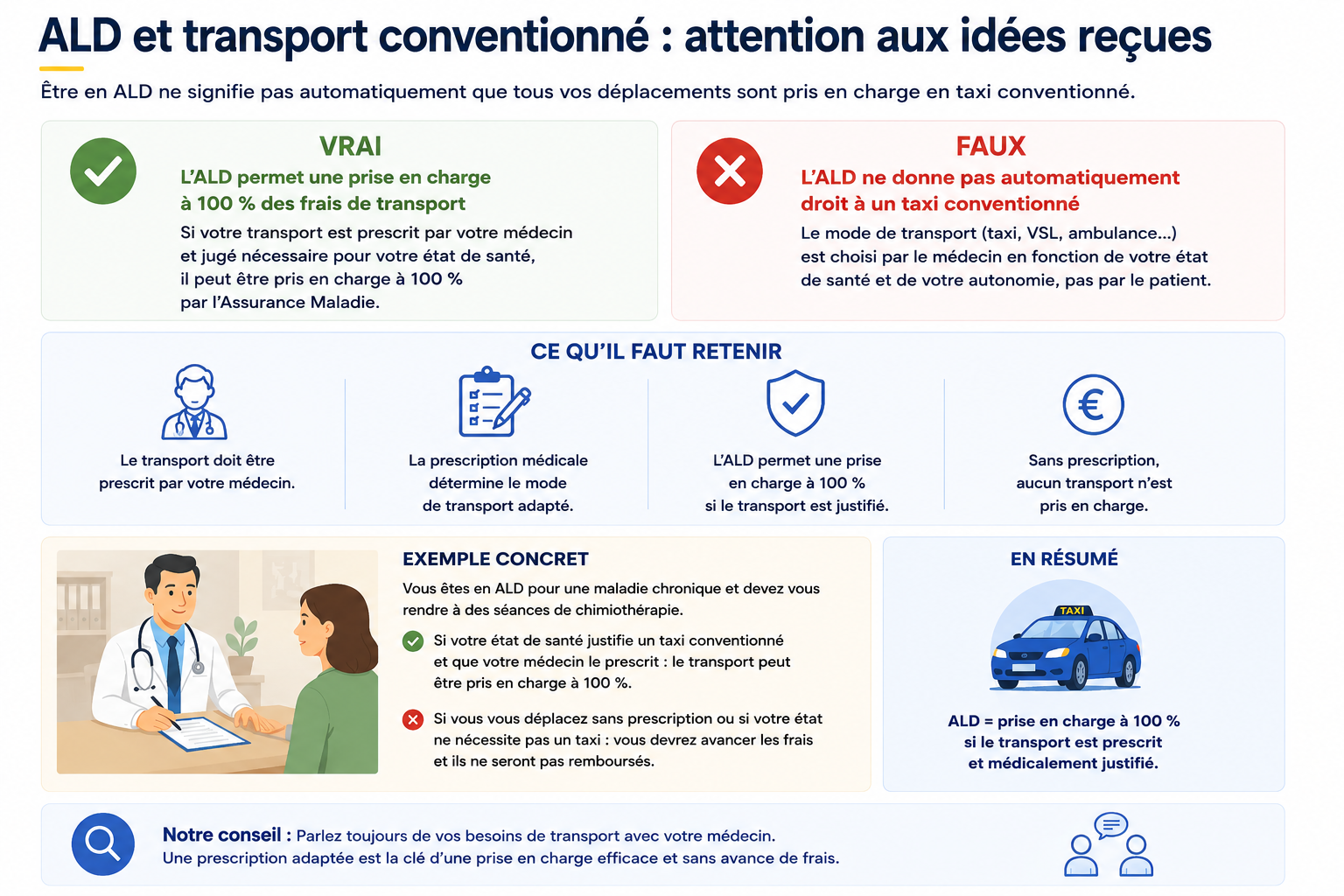 ALD et transport conventionné : conditions de prise en charge des transports médicaux pour les patients en affection de longue durée.