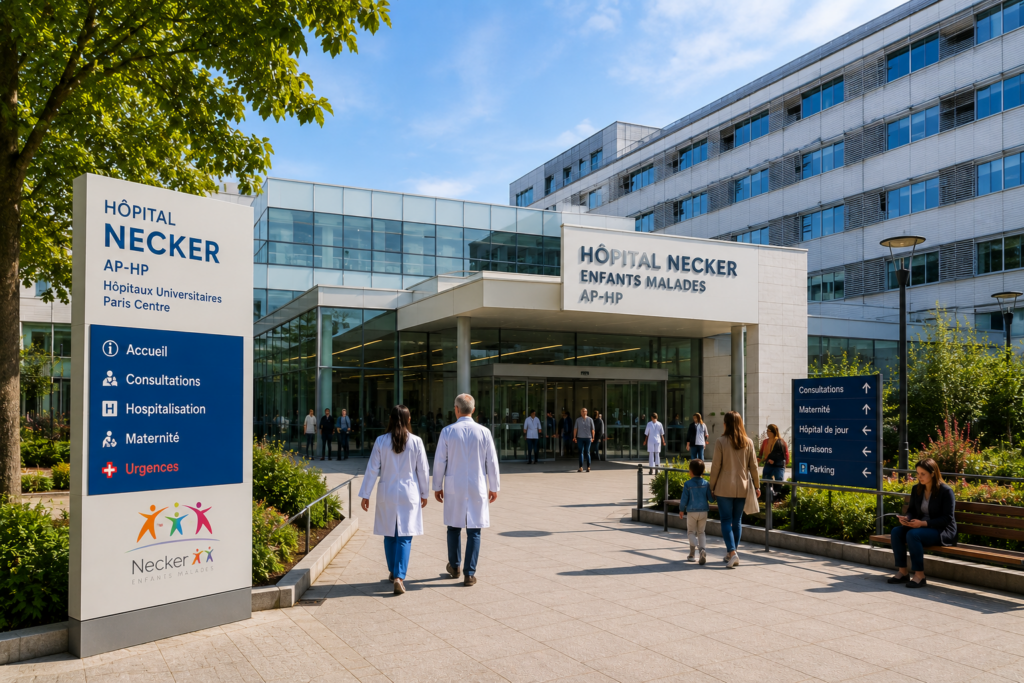 Hôpital Necker à Paris desservi par nos taxis conventionnés CPAM.